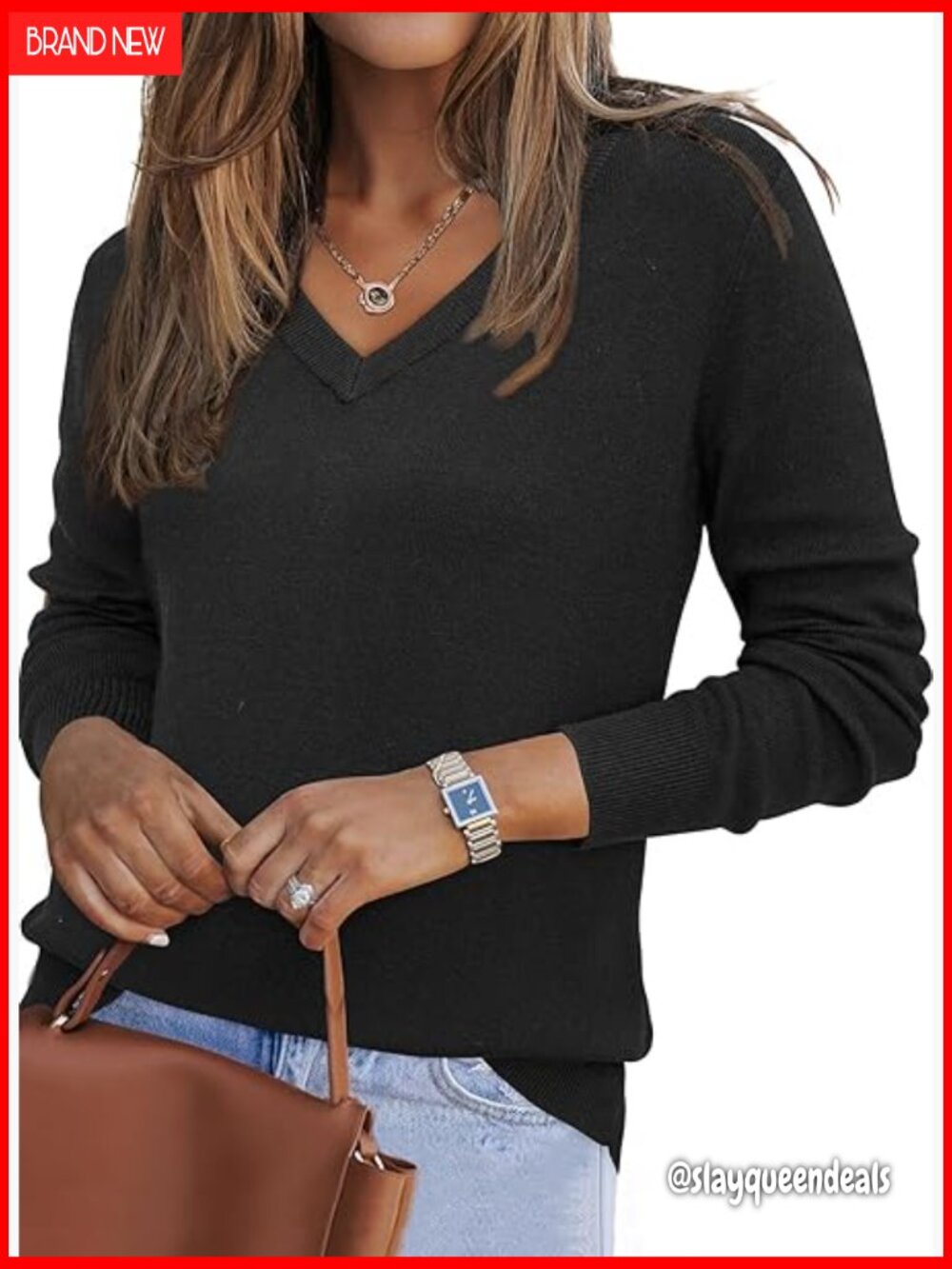 Women's Wool Blend V-Neck Pullover Sweater Business Casual